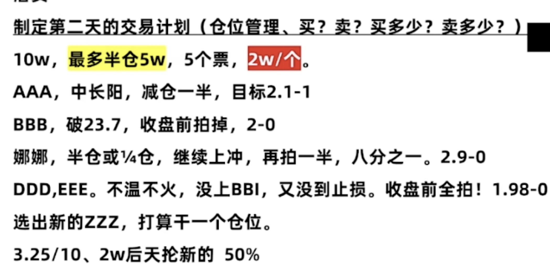 仓位管理落实